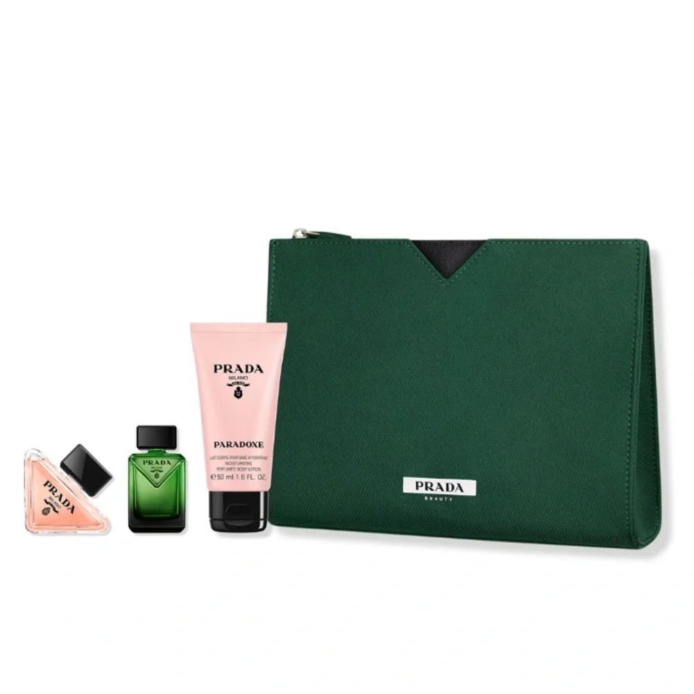 New Prada Beauty Gift Set | Paradoxe | Emerald Green Cosmetic Organizer | Travel - Picture 12 of 14